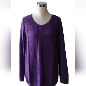 Talbots Women's Sweater Pullover Knit Purple 60% Cotton Size Petite 0-2